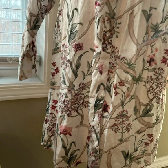 [M]Johanne Ortiz xH&M Designer White Orchid Linen Button Down L/S Shirt Dress - Picture 9 of 16